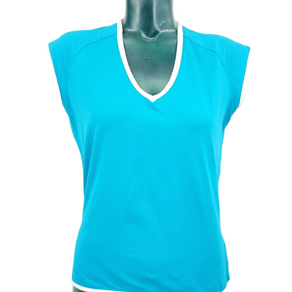 Y2K Canari Blue Muscle Tank Sleeveless Activewear Top Women's Size L 1719